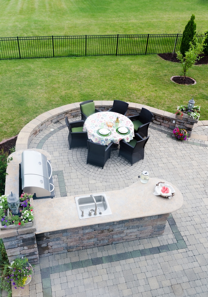 outdoor masonry stone kitchen and patio